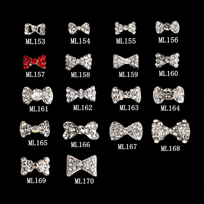 

10PCs/Lot 3D Nail Art Decoration CLEAR DIAMANTE BOW Rhinestone Crystal Gems Nail Charms Nail Art Decoration LARGE RIBBON BOW