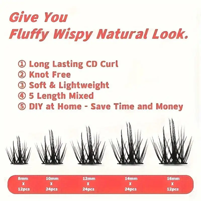 False mascara glue set 144 clusters of eye black set, puffy and thick 144 pieces of 3D effect mascara set DIY eye black set