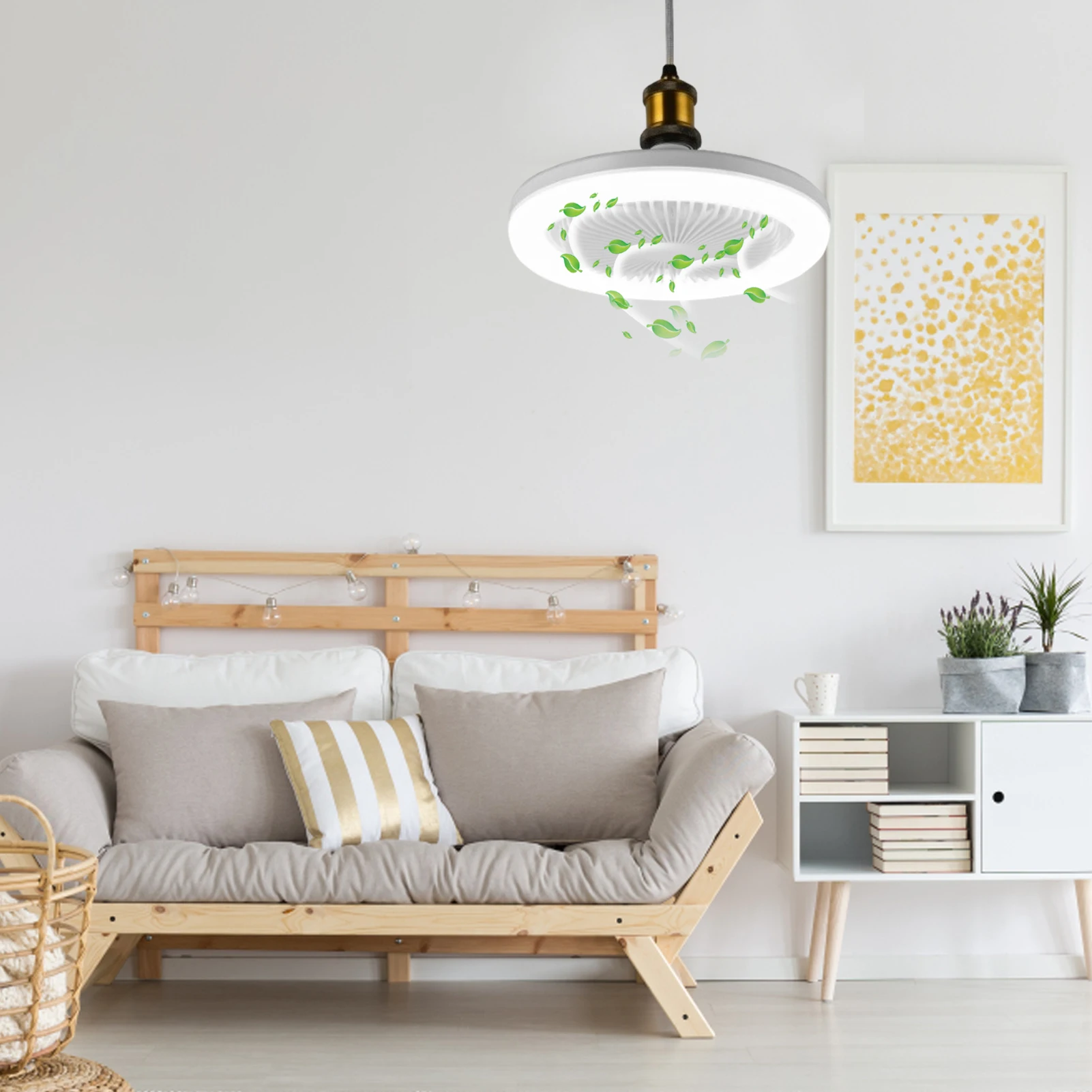 Bladeless Ceiling Fan Ceiling Fans With Lights And Remote Control Dimming 3-Color 3-level Wind Ceiling Light With Fan