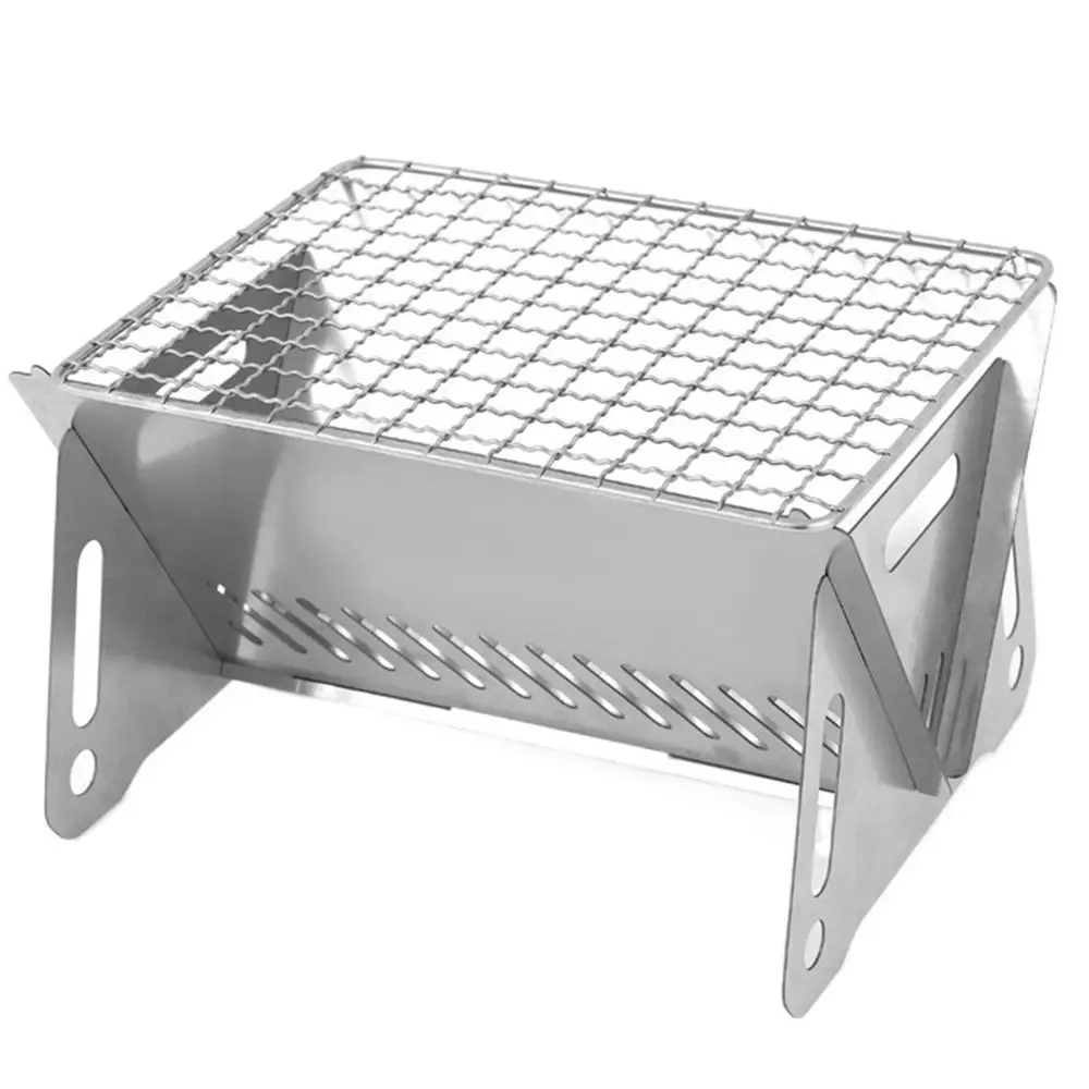 Detachable Folding Barbecue Grill Outdoor Stove Stainless Steel Grill Rack Heat-resistant Corrosion Resistan Grill Burn-er Stand