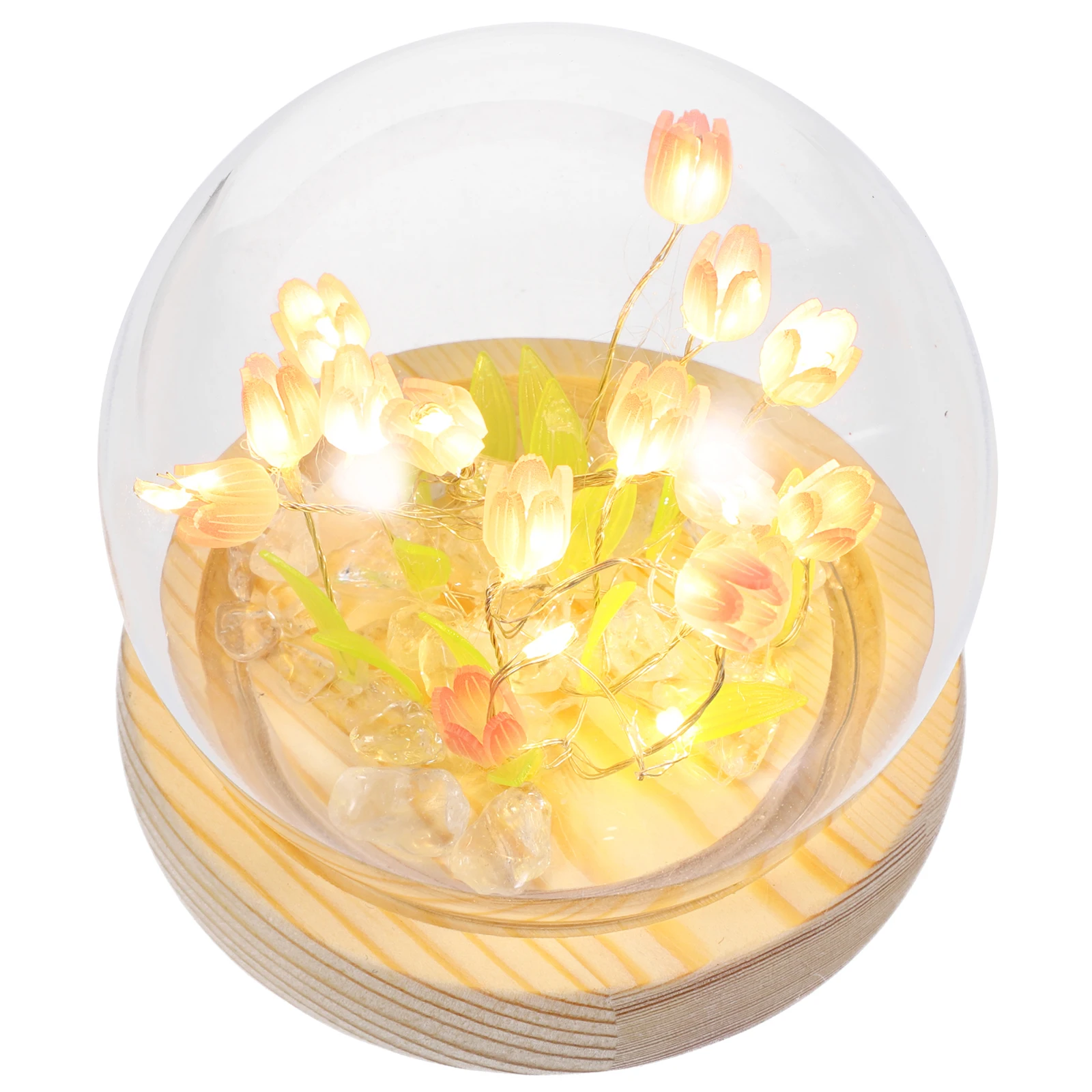 

Tulip Night Light Lamp DIY Kit Glass Wooden Plastic Gentle Color Bedroom Decor Warm Atmosphere Bedside Room Lighting