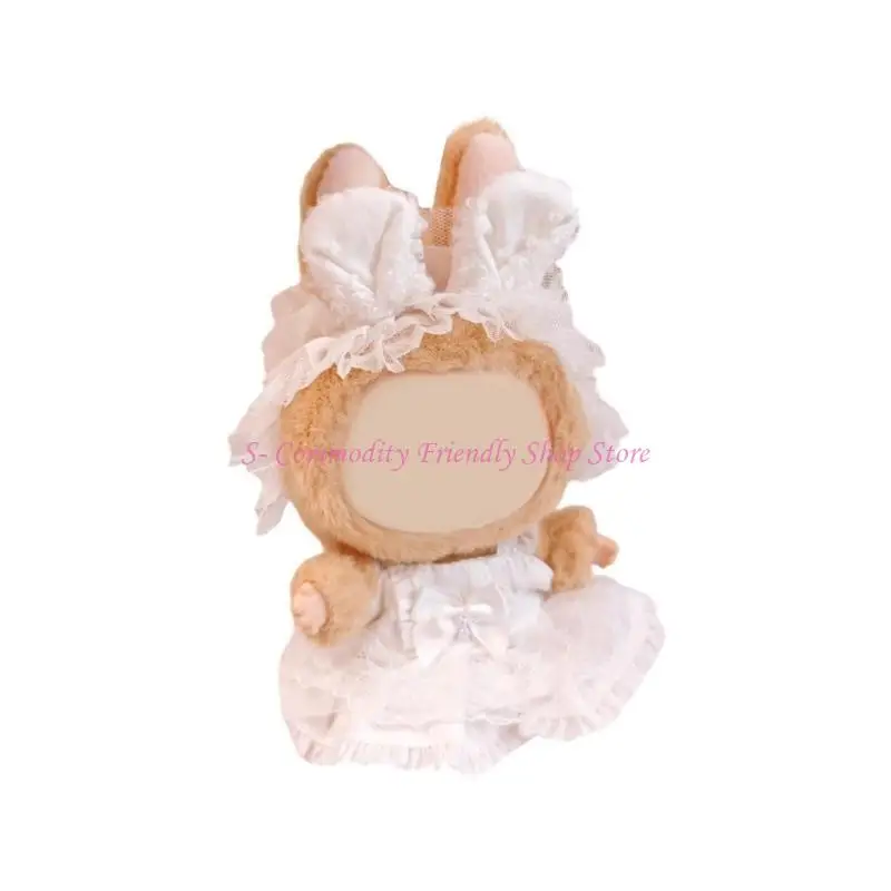 

85AE Doll Wedding Dress and Hairband Set For 15cm Sitting Doll Plush Doll Displaying
