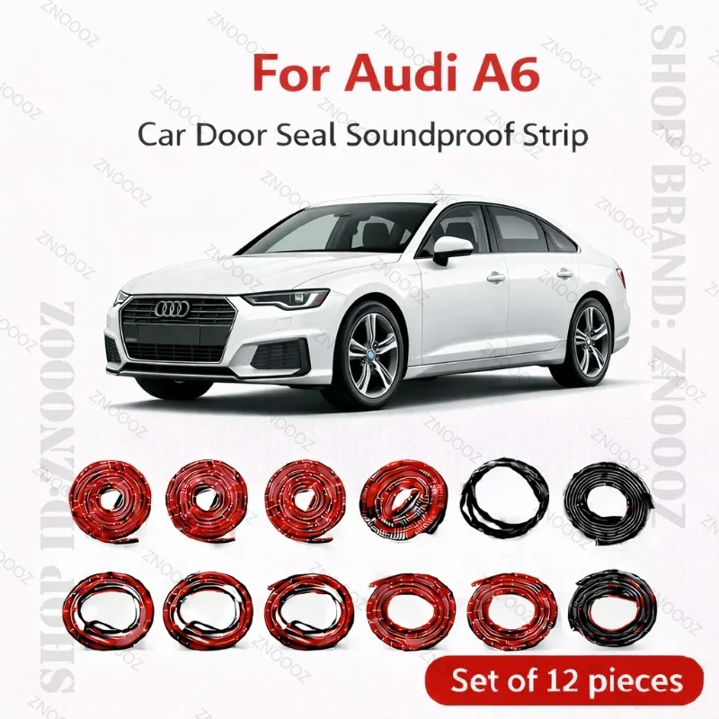 

For Audi A6 Car Door Seal Strip Rubber Double Layer Soundproof Dustproof Waterproof Door Weatherstrip 12PCS Set