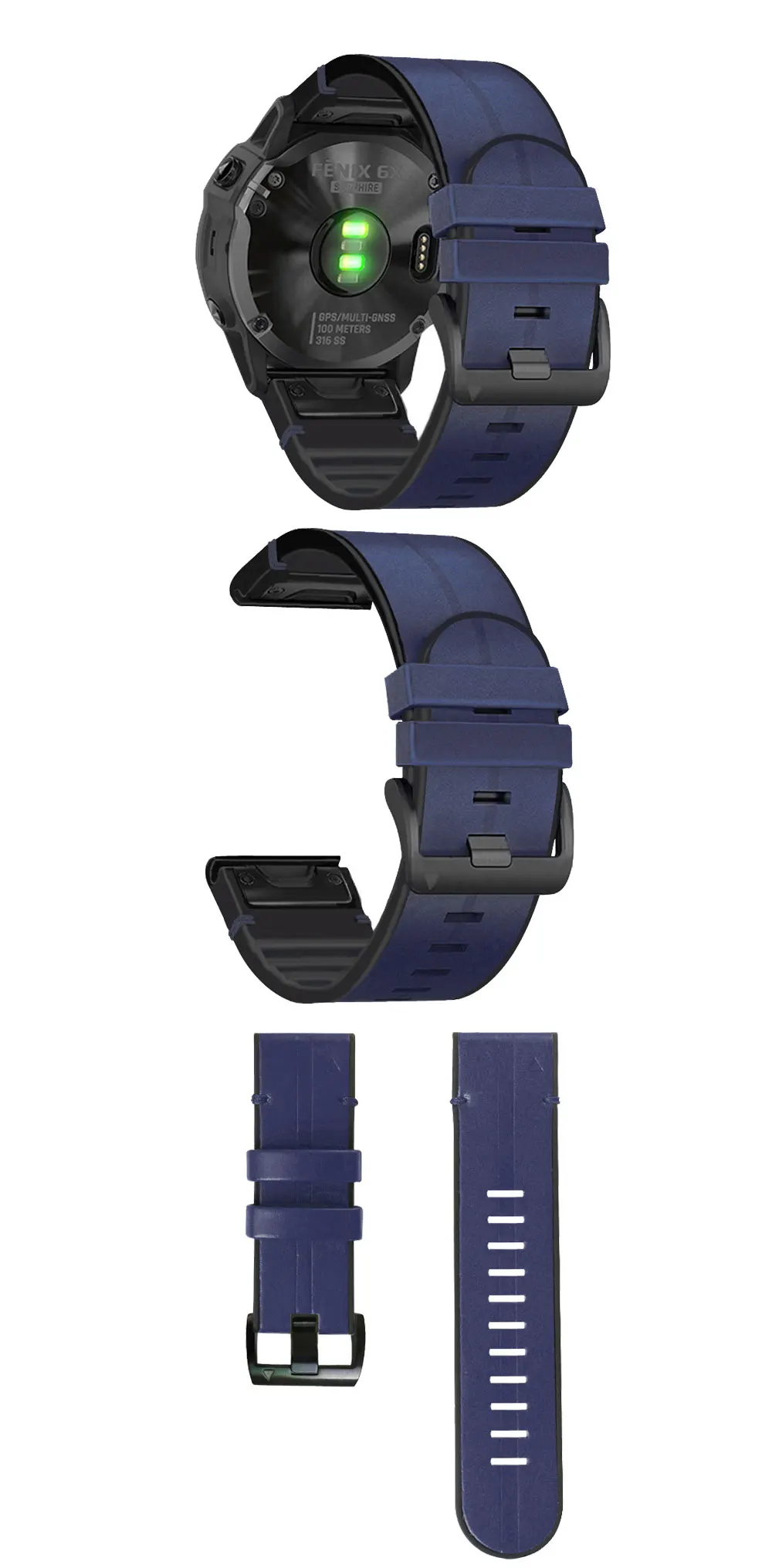 Premium-Luxus-Leder- und Silikonarmband für Garmin Fenix 9Pro 47mm 51mm 9 8 E 7 7X Pro 6X Plus QuickFit 22/26mm Uhrenarmband – Detail 9