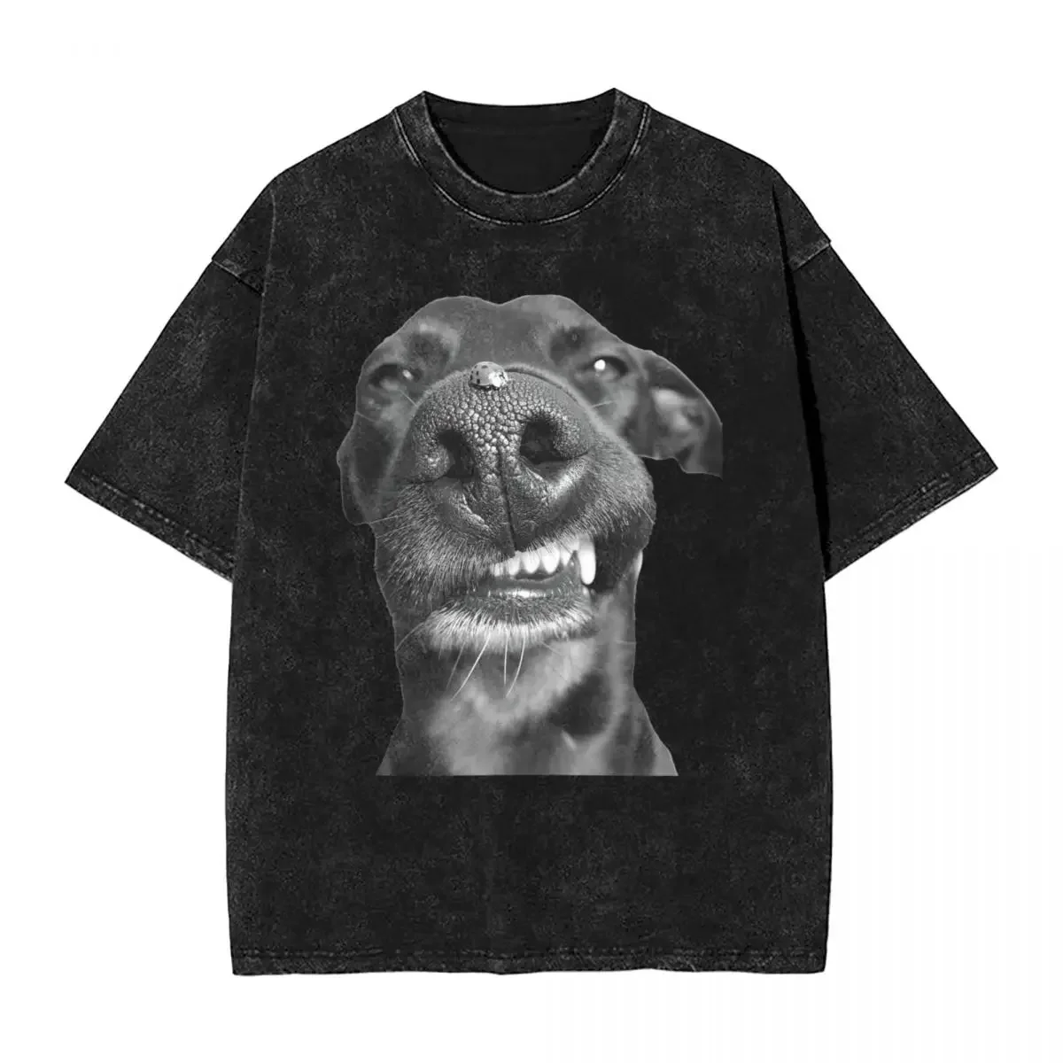 Funny Doberman Dog T Shirts Hip Hop Washed Short Sleeve Oversize T-Shirts Vintage Men Women Tops Streetwear Graphic Tees