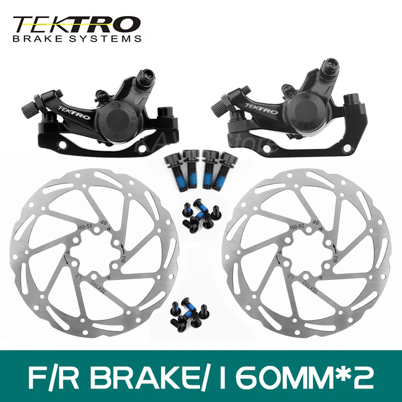 Tektro M280 MTB Line Pulling Disc Brakes Mountain Bike Brake Calipers Front Rear Bicycle Rotors 160 180 203mm Bicycle Parts