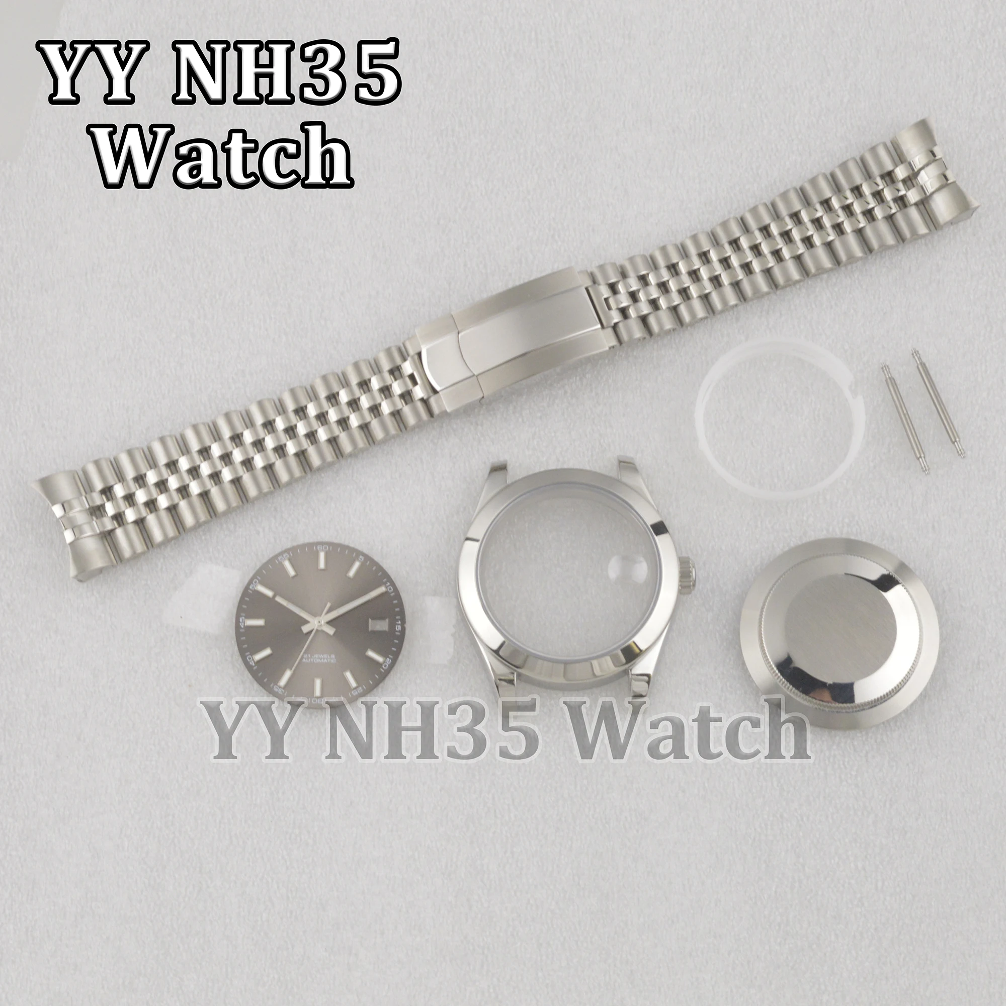 

NH35 Case Luminous Dial Hands Stainless Steel Oyster Jubilee Watch Bracelet for Datejust 41mm Men Watch Case NH34/35/36 Movement