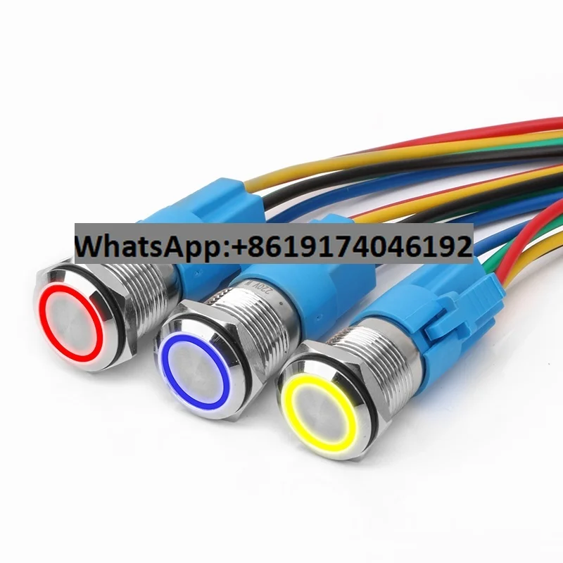 30PCS 22Mm Self-Reset Metal Pushbutton Switch Light Emitting Diode with Ring Light Pushbutton Switch