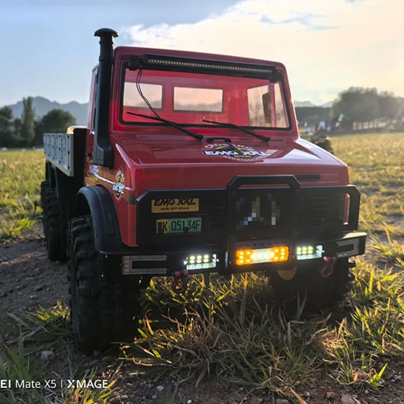 المصد الأمامي المعدني من سبائك الألومنيوم مع أضواء الضباب LED لـ CROSSRC EMO XX XXL 1/6 مقياس RC ملحقات ترقية السيارة الزاحفة للصخور