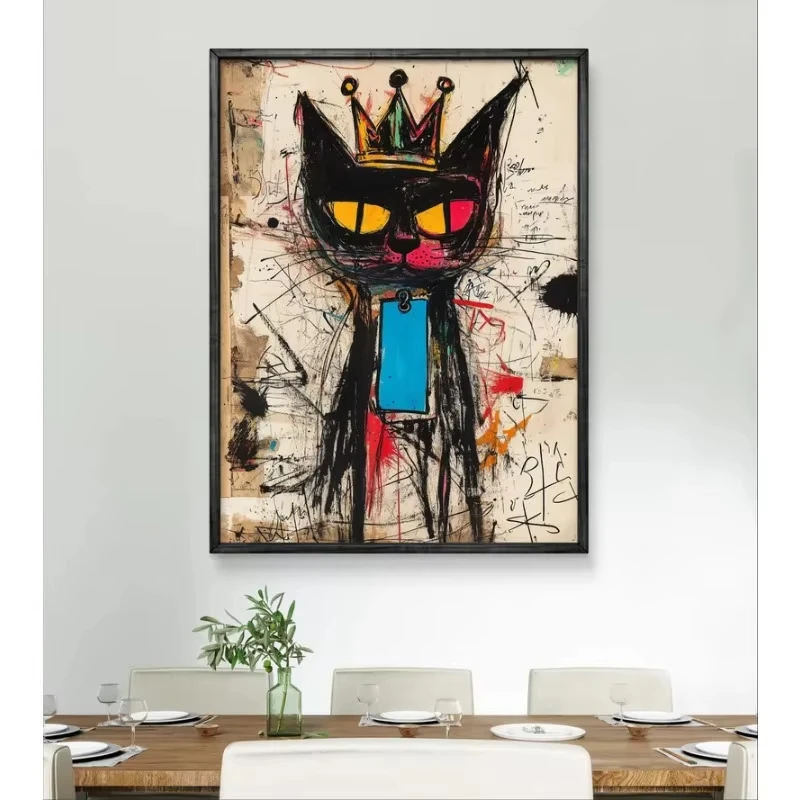 1pc frameless Canvas Painting  1pc frameless Canvas Painting Urban Street Graffiti Crown Artwork Poster Vibrant Modern Abstract