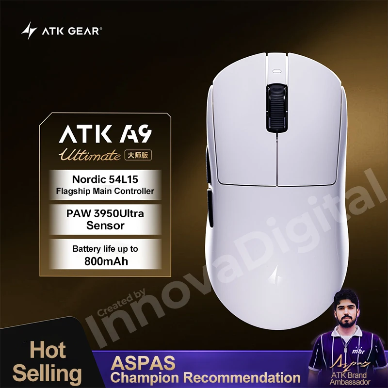 ATK Dragonfly A9 Ultimate draadloze gamingmuis A9 Air PAW3950 Ultralichte ergonomische e-sports gamer FPS-muis CSGO A9 Ultra