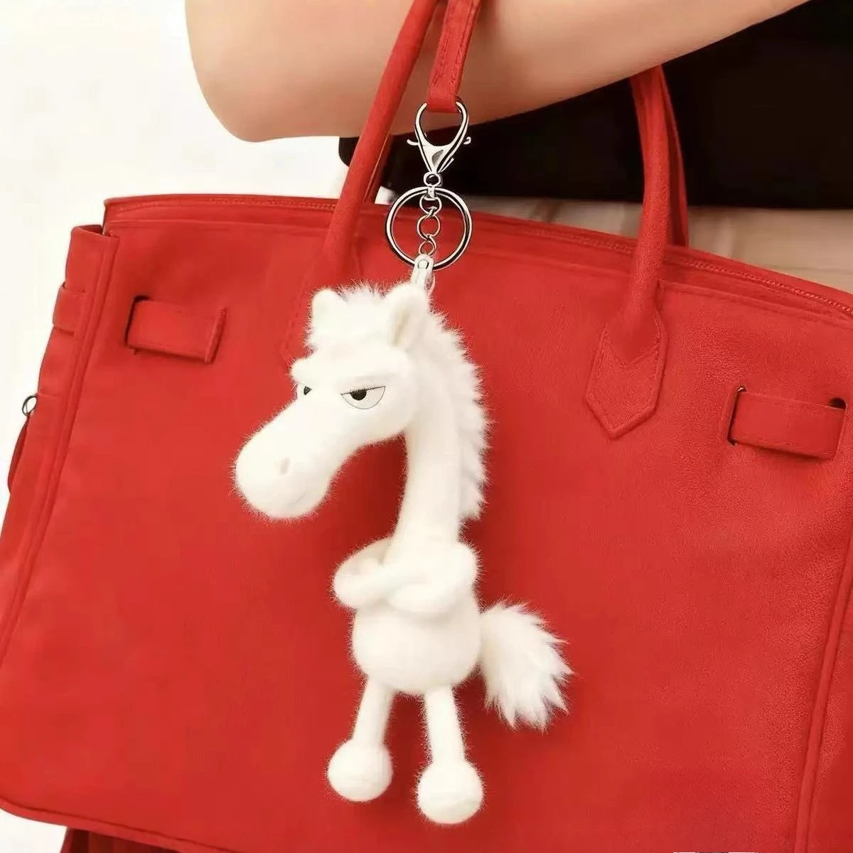Horse Plush Keychain 2026 Zodiac Keyring Lunar New Year Mascot Lucky Charm Ornament Plush Bag Charm