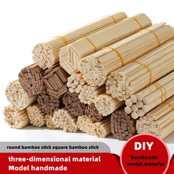 DIY Handmade Architectural Model Three-dimensional Composition Material Solid Wood Small Round Bamboo Stick Square Bamboo Stick