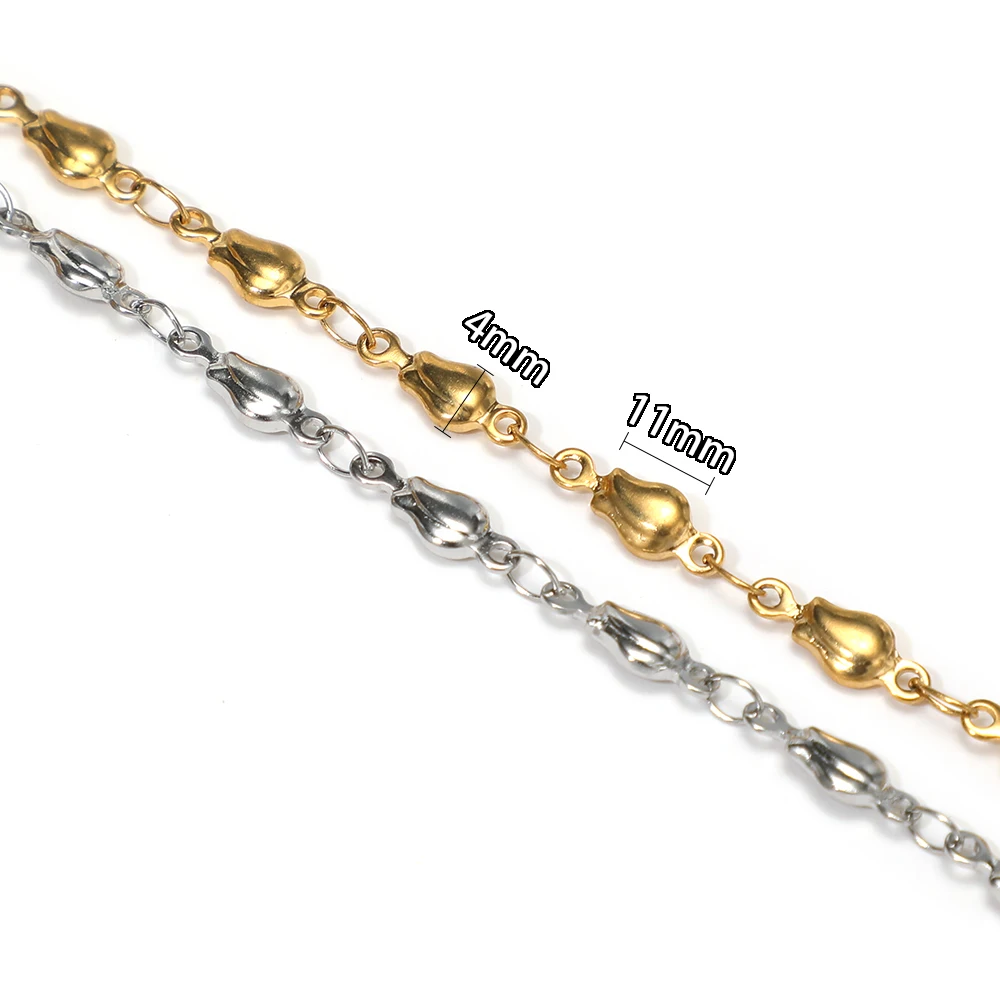 1 Meter Edelstahl-Blumenperlenketten für DIY-Schmuckherstellung, Halsketten, Armbänder, Zubehör, Körperketten – Detail 3
