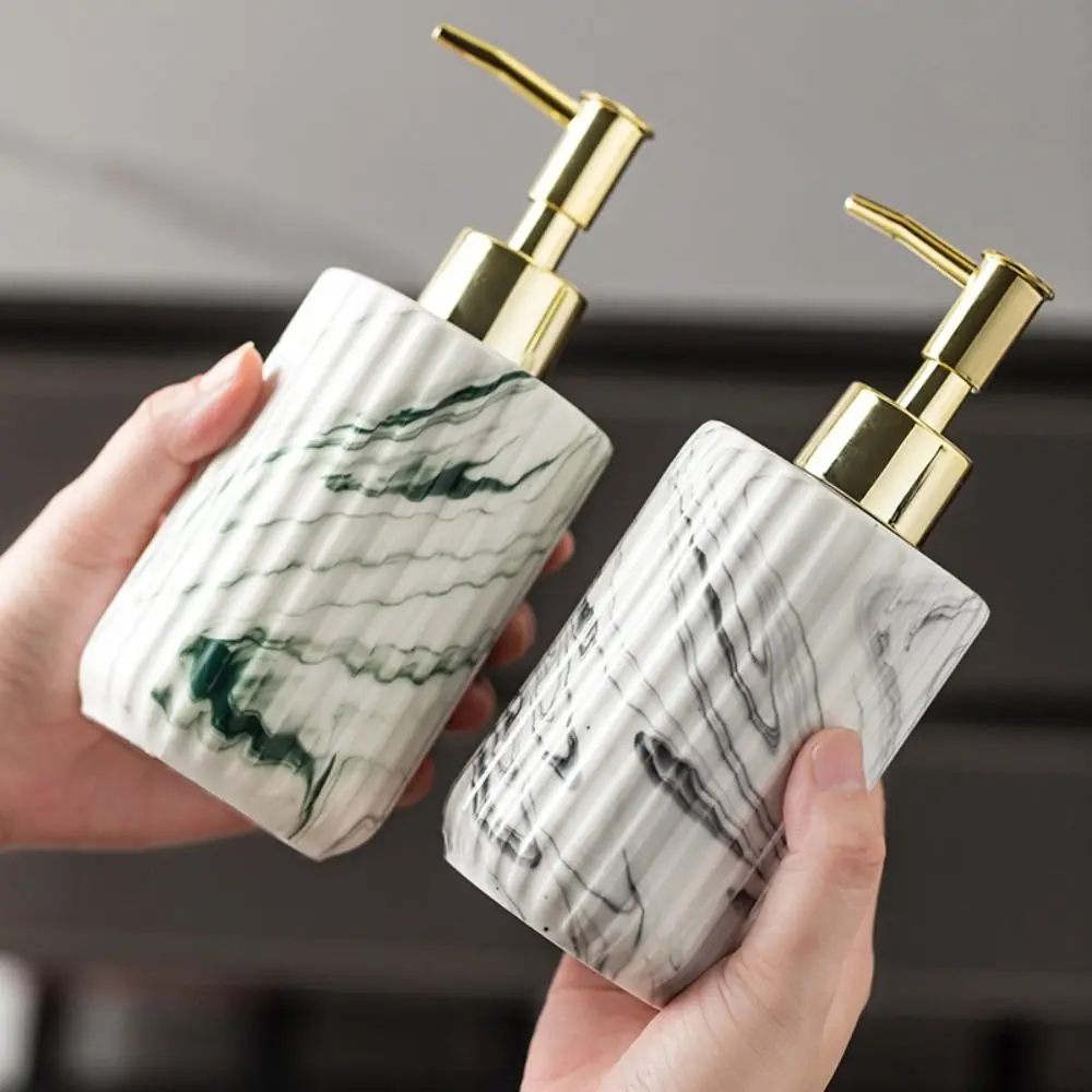 Fashion 350ml Liquid Soap Dispensers Marble Pattern Refillable Lotion Press Bottle Ceramic Press Type Emulsion Bottles Kitchen