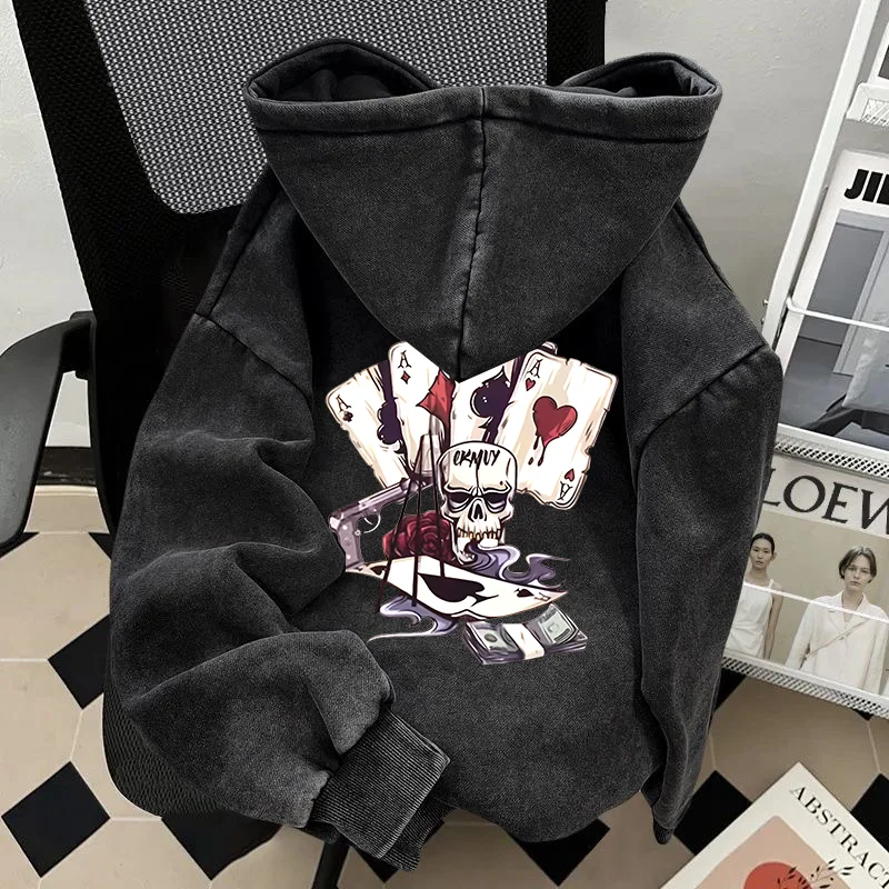 vintage-washed-black-hoodie-skull-poker-rose-graphic-print-pullover-gothic-streetwear-long-sleeve-hooded-loose-pocket-hoodies