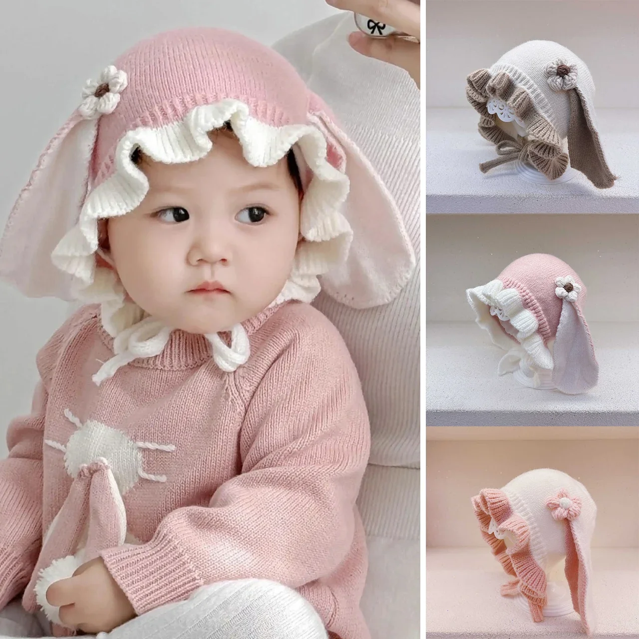 

Cartoon Baby Winter Hat Cute Rabbit Ears Infant Ear Protection Cap Winter Thick Warm Kids Knitted Wool Hats