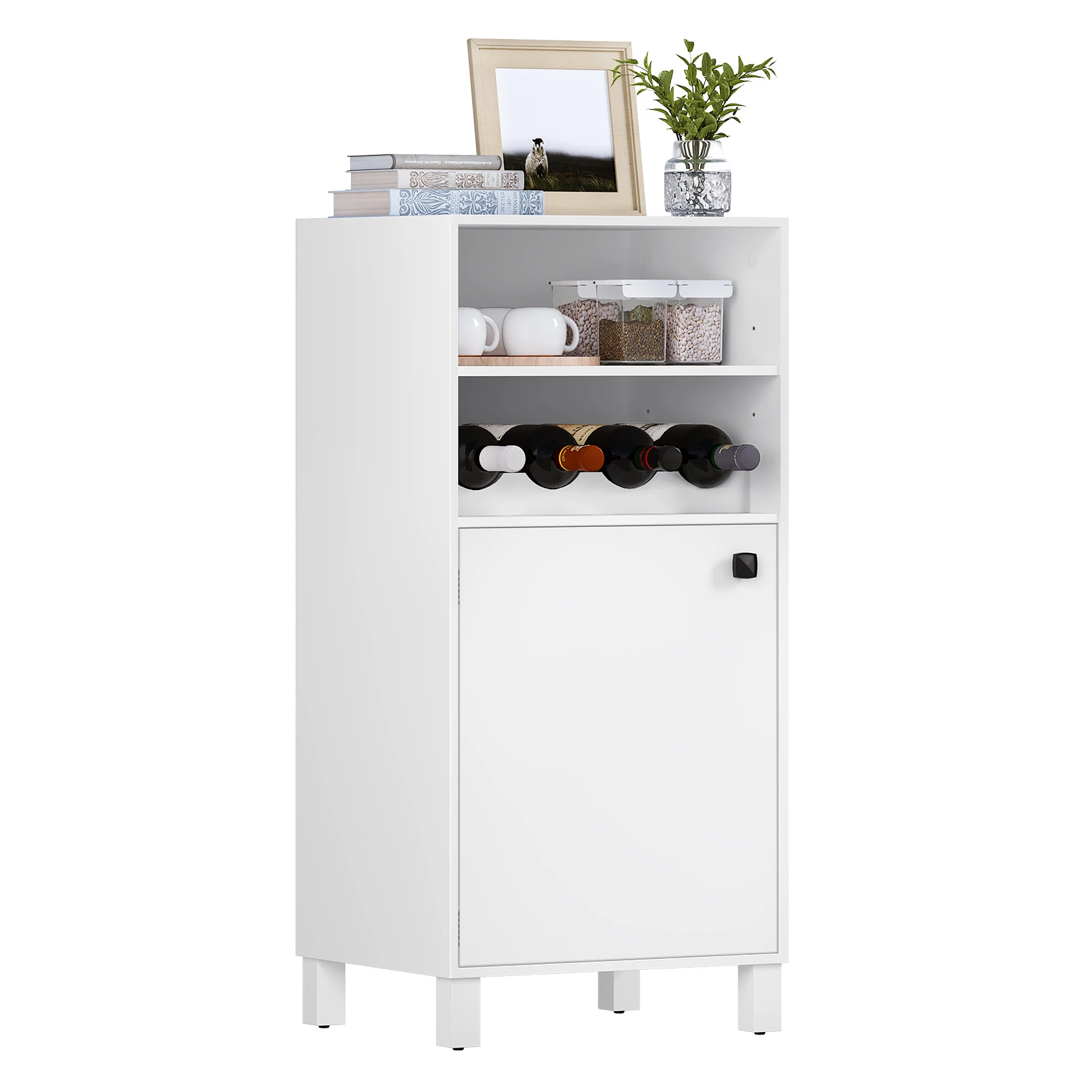 WOLTU 48 x 108 x 40 cm weißer Küchenschrank mit verstellbaren Regalen, Weinregal, Küchenregal, Mehrzweck-Aufbewahrungsschrank
