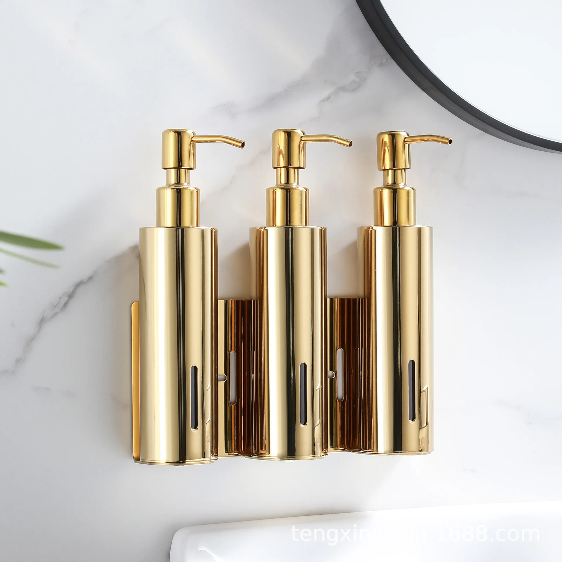 

304 Stainless Steel Round Soap Dispenser Hotel Bathroom Shampoo Body Wash Dispenser Press Hand Sanitizer Bottle