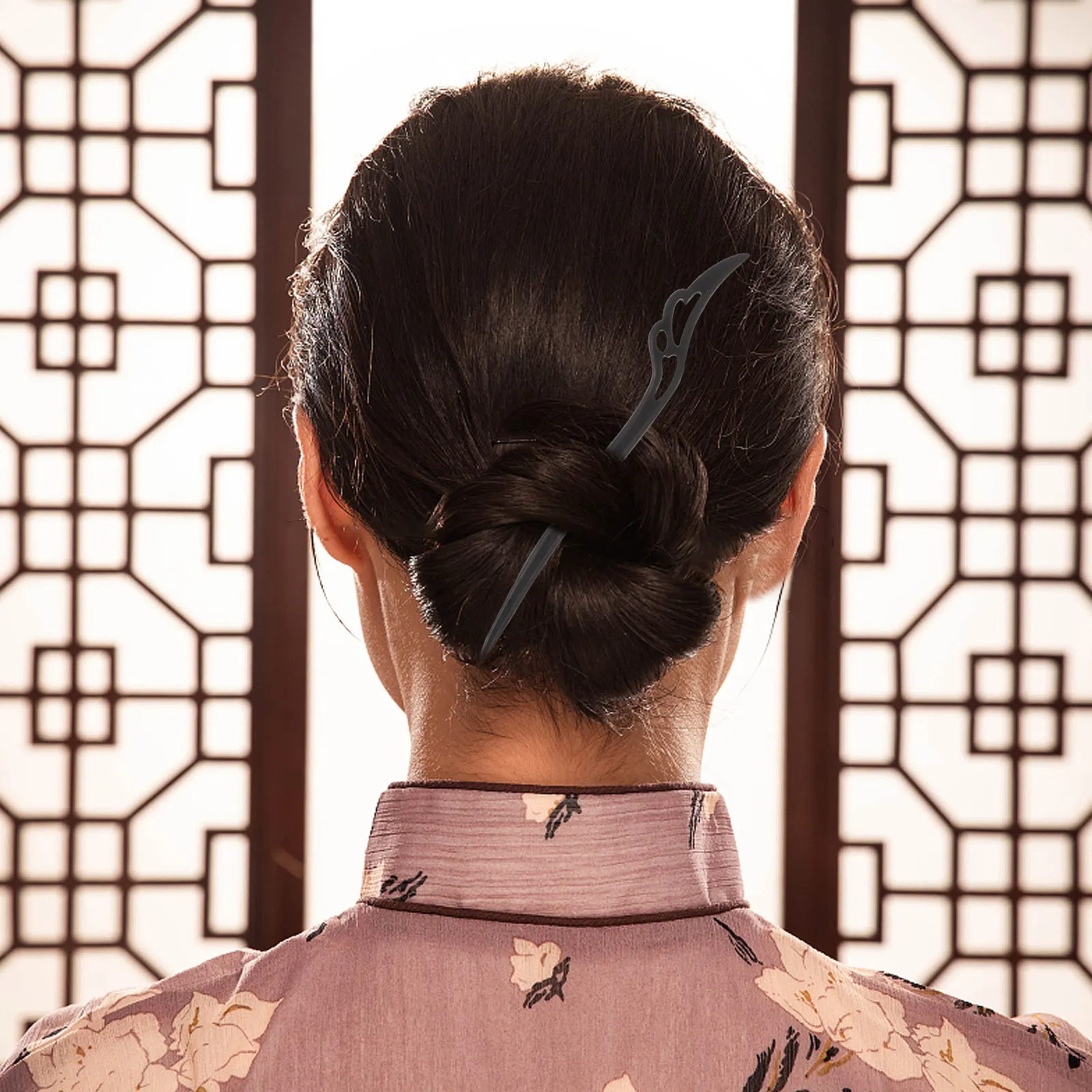 

Chinese Ebony Wooden Hairpin Elegant Hair Chopstick for Buns Vintage Style Hair Accessories Women Wooden Hairpin