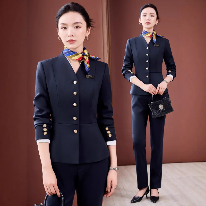2025Autumn New Suit Set for Women Hotel Manager Formal High-end Professional Wear Jewelry Store Employee Work Uniform