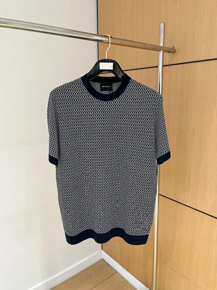 

2025 summer kiton men's half-sleeved bottoming shirt simple solid color fashion casual short-sleeved knitted sweater T-shirt