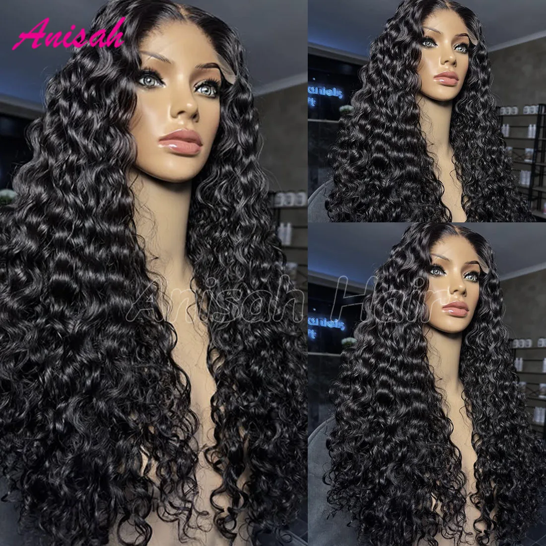 

Water Wave Frontal Wigs Human Hair 13x4 Glueless Curly Human Hair Wigs for Women Pre Plucked Transparent Lace Closure Wig