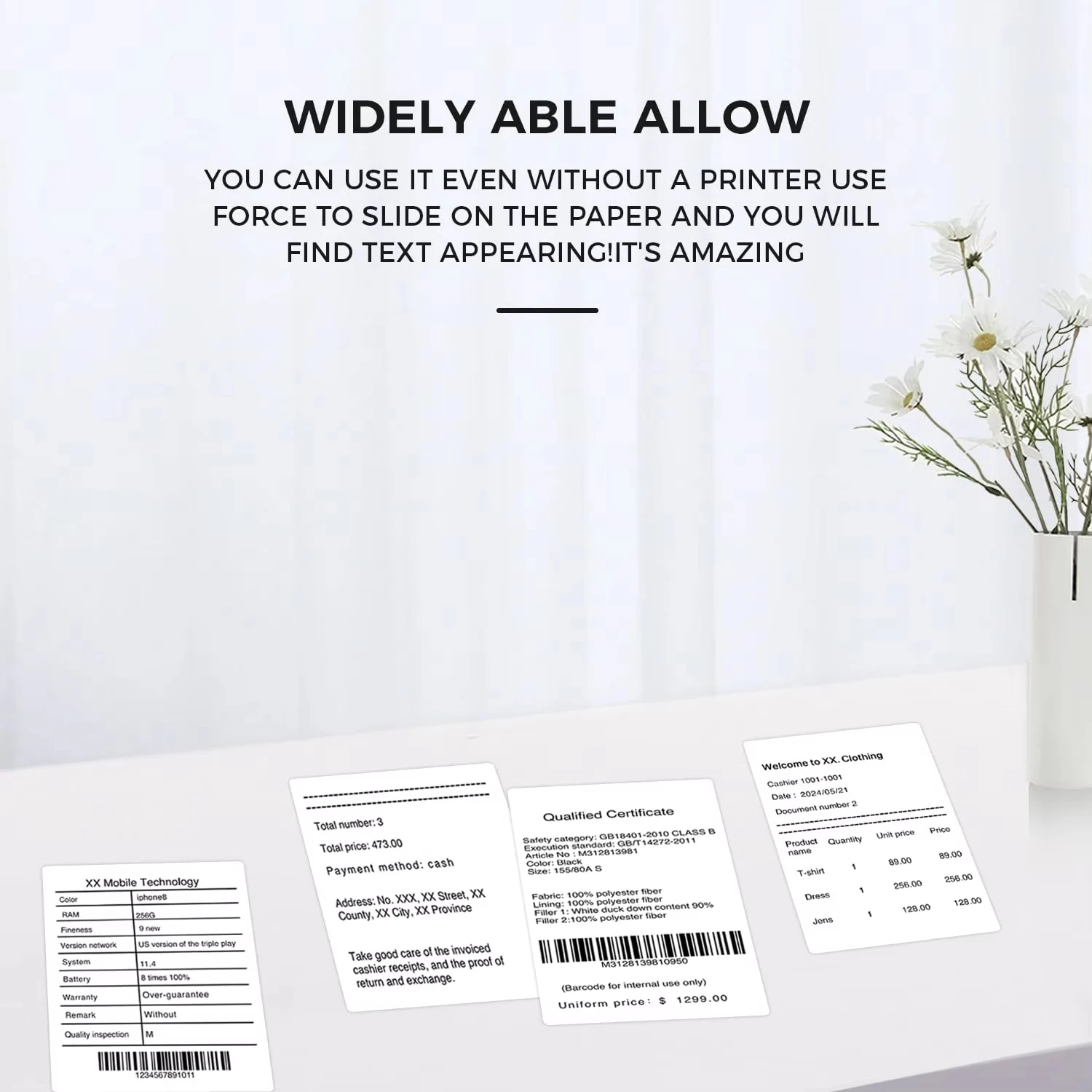 M110 50x80mm Thermal Shipping Label Durable Waterproof Heat-Resistant Stickers for Address/Barcode/Inventory/Warehouse Logistics