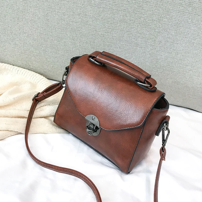 

Женские винтажные сумки из искусственной кожи с маленькой ручкой сверху, женские повседневные сумки через плечо с клапаном, женские роскошные сумки-мессенджеры