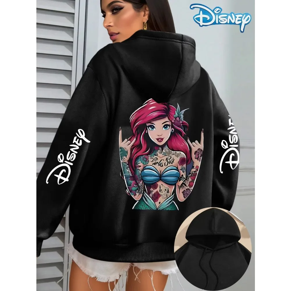 Disney Dames Kleine Zeemeermin Bot Fleece Gedrukt Hoodies Heren Hoody Sweatshirt Trui Herfst Winter Oversize Jassen Sweats