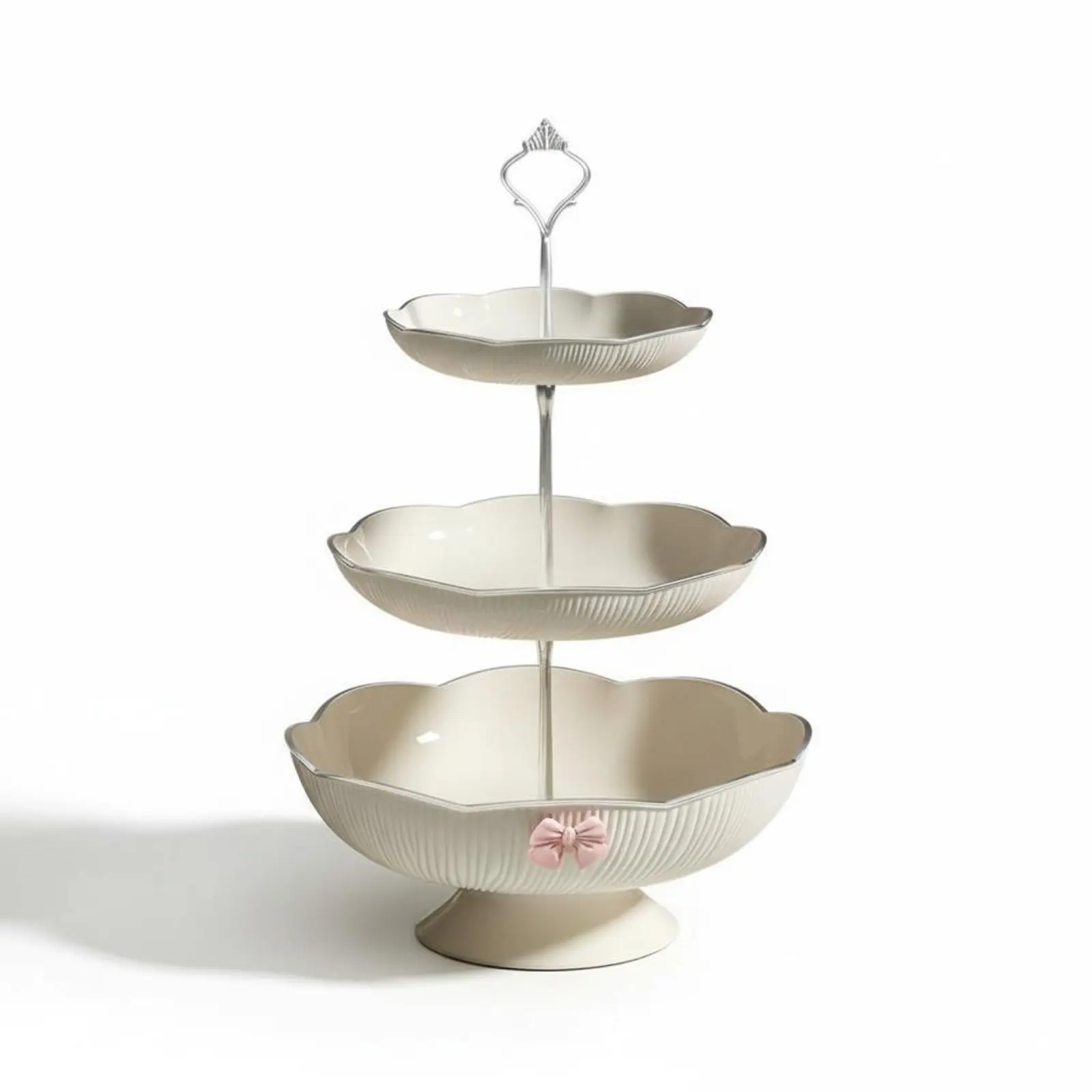 Decorative Candy Dish Drainage Design Tiered Fruit Plate Multi-Tier Dessert Stand Easy to Clean for Living Room, Afternoon Tea