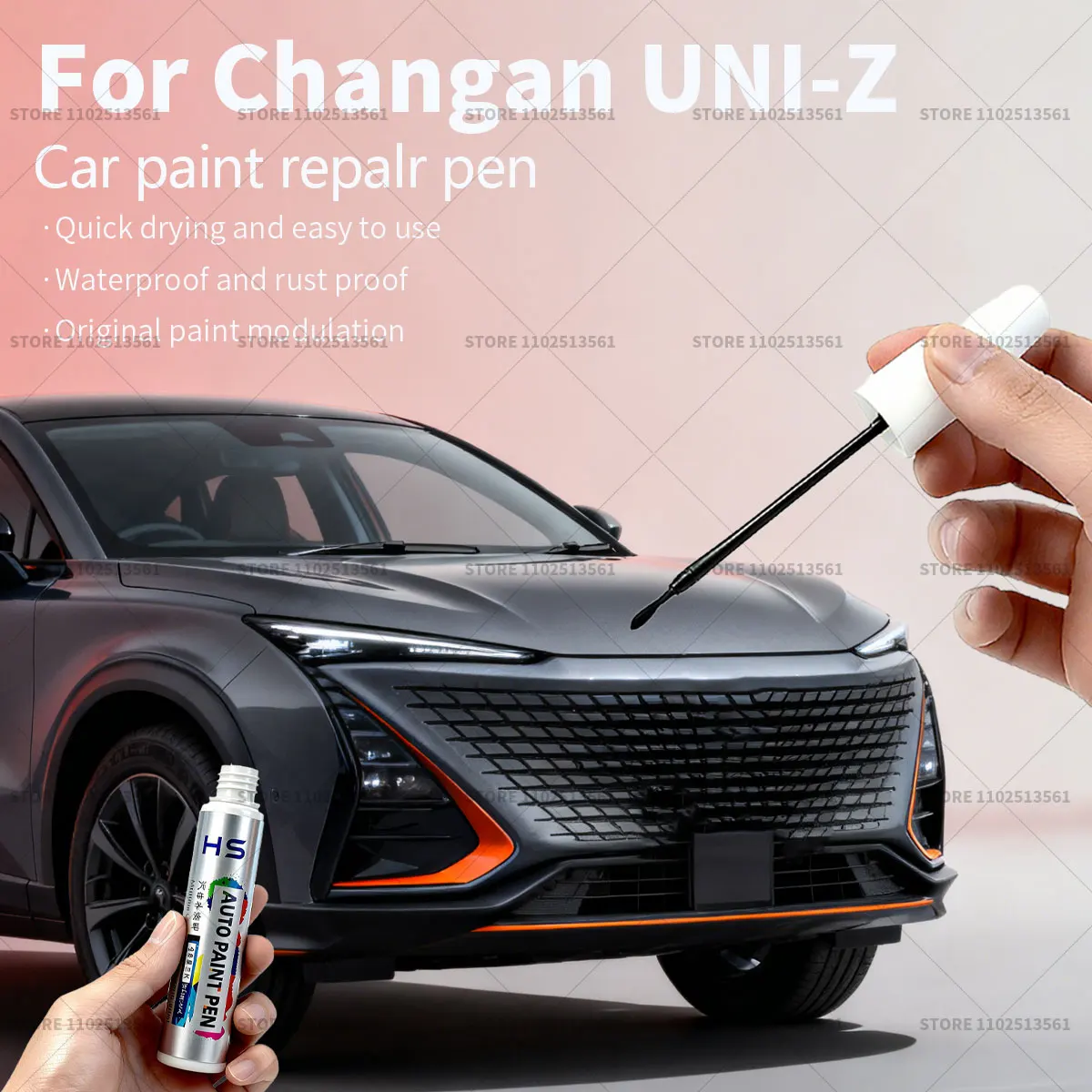 

Ручка для ремонта автомобильной краски для Changan UNI-Z Touch Up, средство для удаления царапин, автоаксессуары «сделай сам», синий, зеленый, 196, серый 143 CA, серебристый Y23