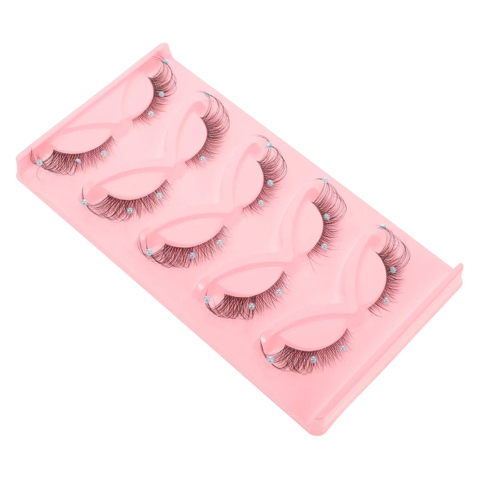 

5 Pairs False Eyelashes Curl Natural Women Extensions Plastic Rhinestone Decor Stage Party Makeup Photos Clubs Everyday Use