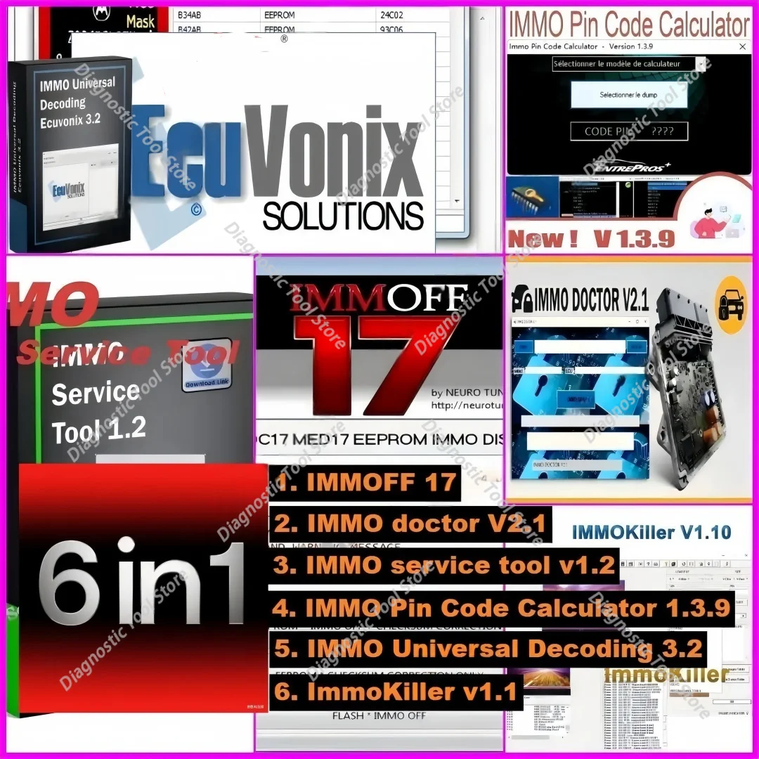 2026 Hot doctor V2.1 serviceTool1.2 Killer v1.10 Pin Code 1.3.9 pack service tool immoff 17 IMMO OFF Universal Decoding software