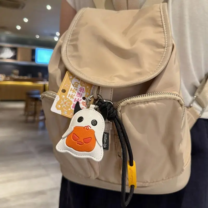 Kürbis-Geist-Anhänger Schlüsselanhänger Cartoon-Taschenanhänger PU-Leder Feiertags-Schlüsselringe für Taschen Halloween-Partys Feiertagsausflüge – Detail 5