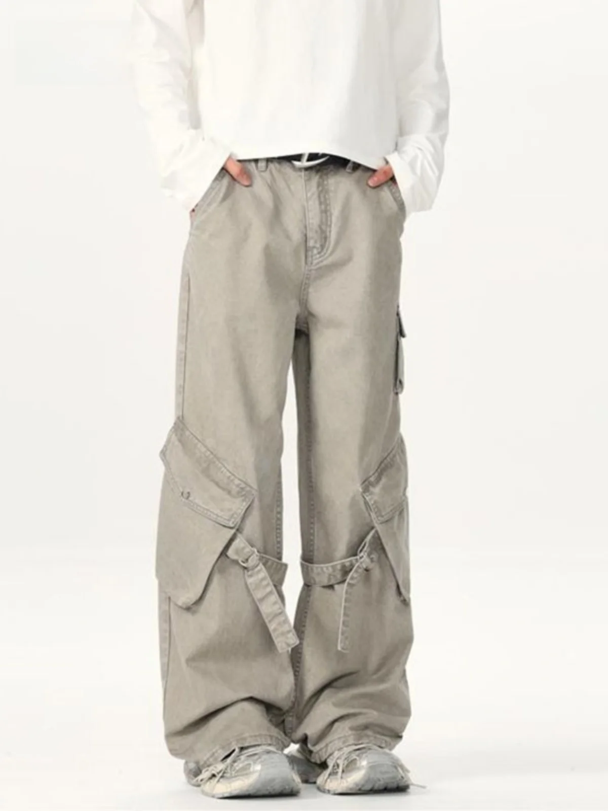

CEG Men's And Women's Wide Leg Casual Pants with Big kets Straight Cut Loose Fit American Retro Sle Workwear Trousers