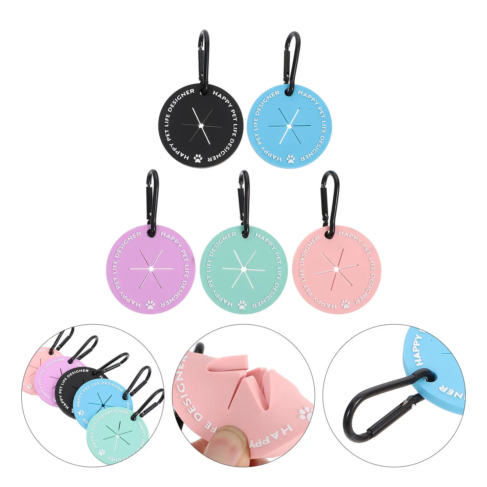 5Pcs Portable Pet Waste Bag Clips PVC Dog Poop Bag Holders Easy Carry Compact Design No Deformation Hands-Free Outdoor Walking