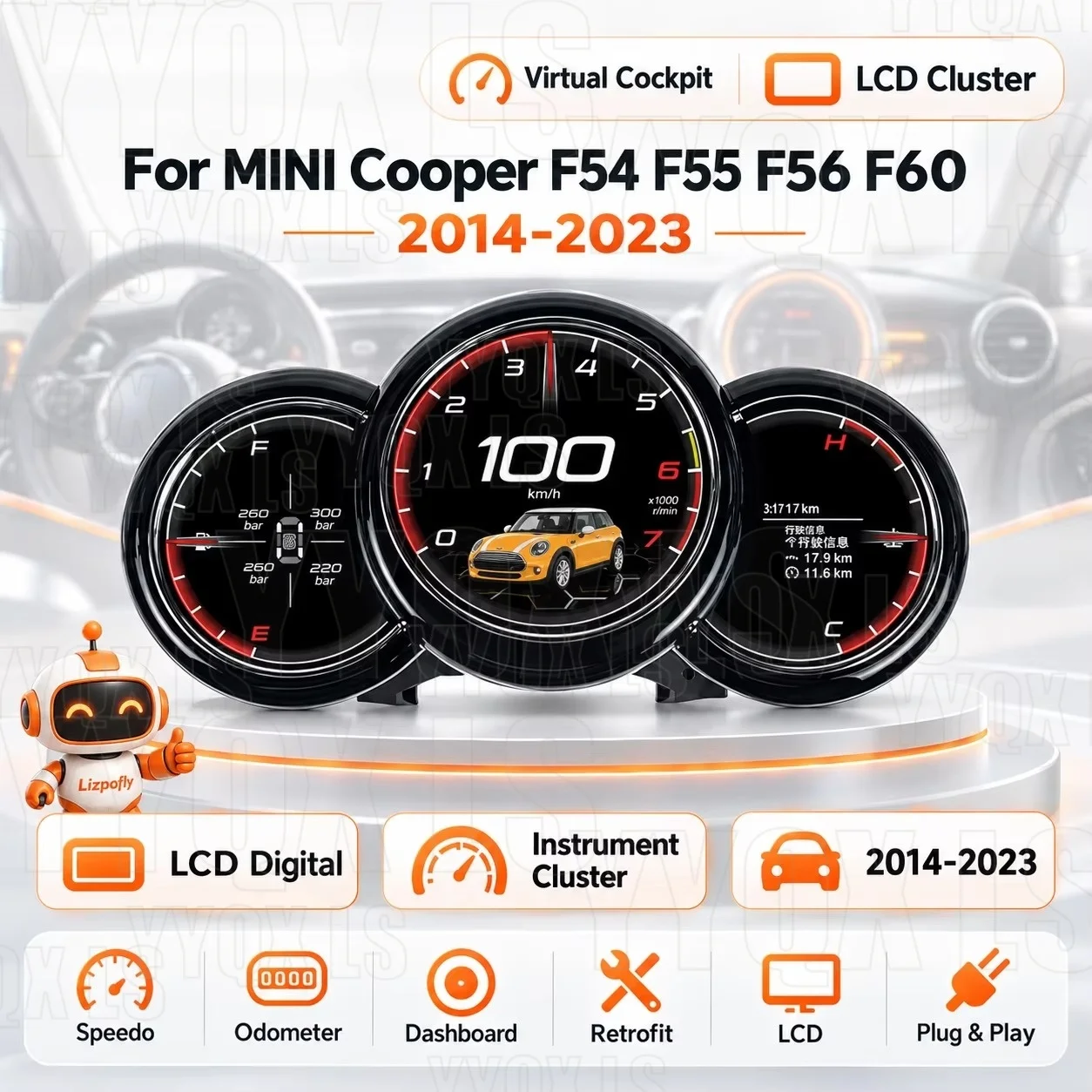 Digital Virtual Cockpit Instrument Gauge Cluster For Bmw Mini 2006-2023 Dashboard Panel Speedometer Screen LCD Upgrade Linux