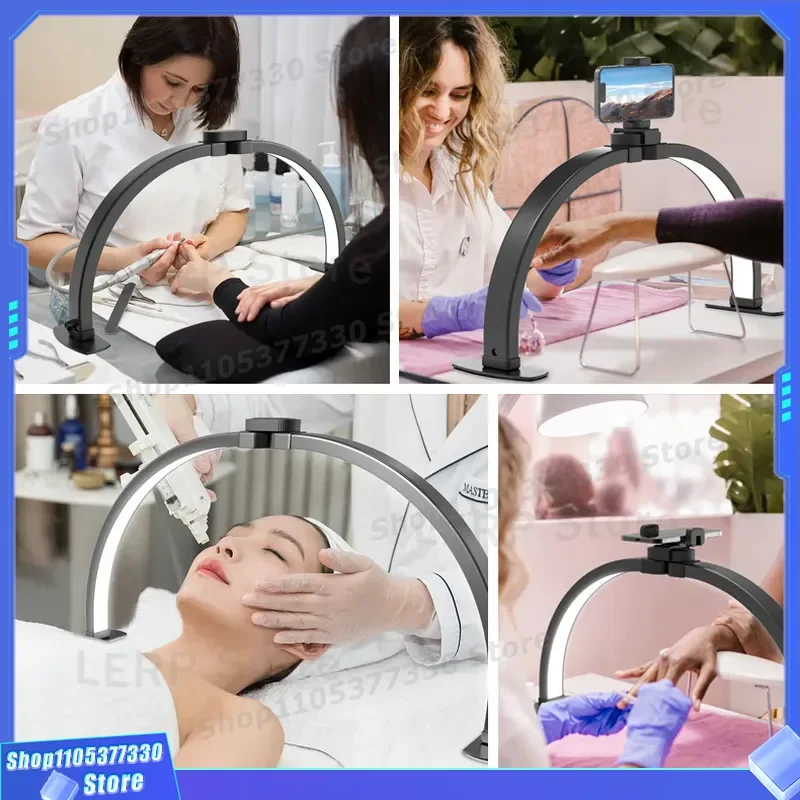 Foldable Desktop Half Moon Manicure Lamp for Nail Art and Eyelash Extension Filling Light Portable Tabletop UV LED Device