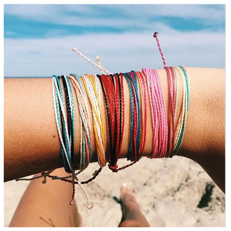 New Jewelry Taiwan Wax Thread Hand-woven Bracelet Multi-color Rope Braids Friendship Bracelet BR1007