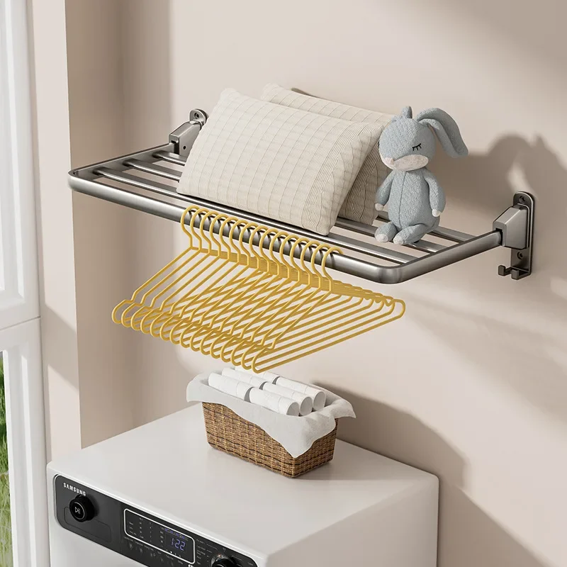 Folding Hanging Clothes Dryer Portable Metal Wall Clothes Horse Space Saving Balcony Shoes Racks Home Bathroom Storage Rack view 3
