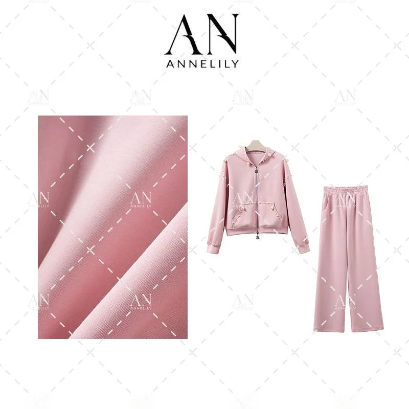 

Annelily, осенний новый повседневный модный комплект с длинными брюками для женщин, легкий удобный костюм из двух предметов, полиэфирная ткань