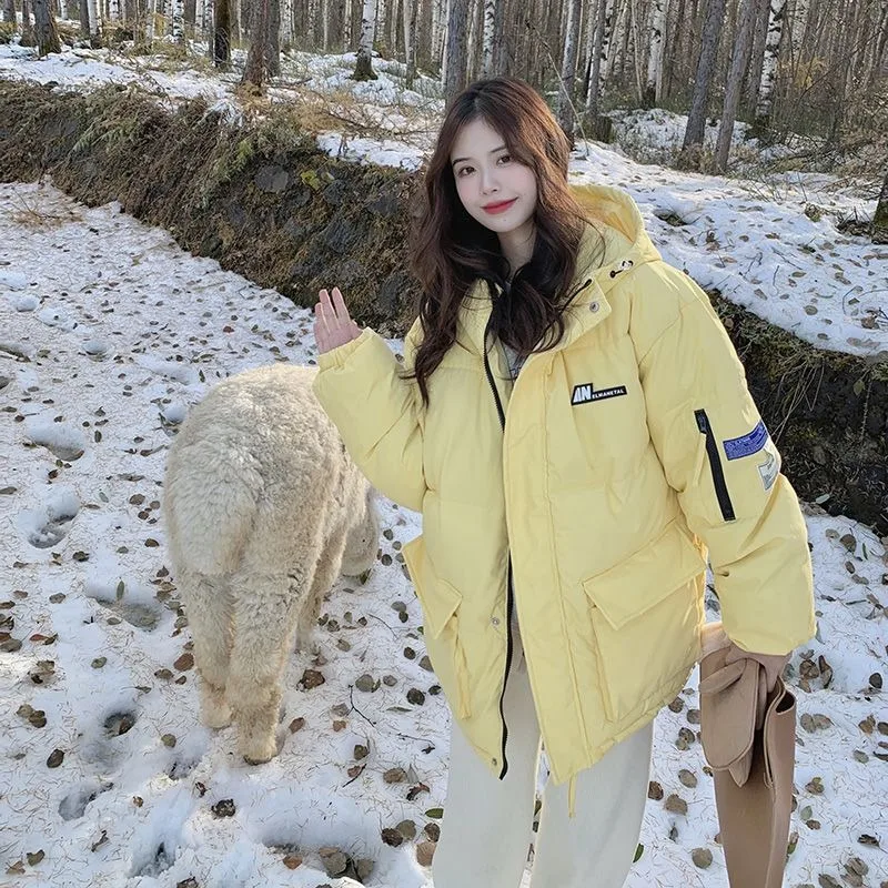 2023 New Women Down Cotton Coat Winter Bread Jacket Female Short Versatile Parkas Loose Thick Warm Outwear Hooded Overcoat