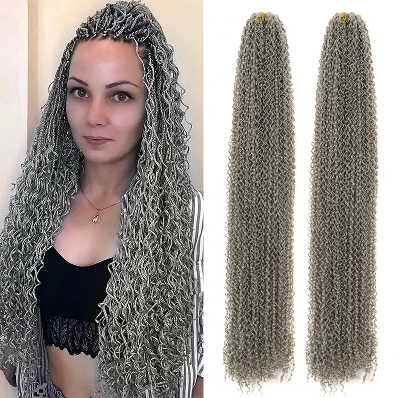 Synthetic 28inch ZIzi Box Braids Ombre Braiding Hair Extensions Green Long Curl Wave 28 Stranders Crochet Zizi Box Braids