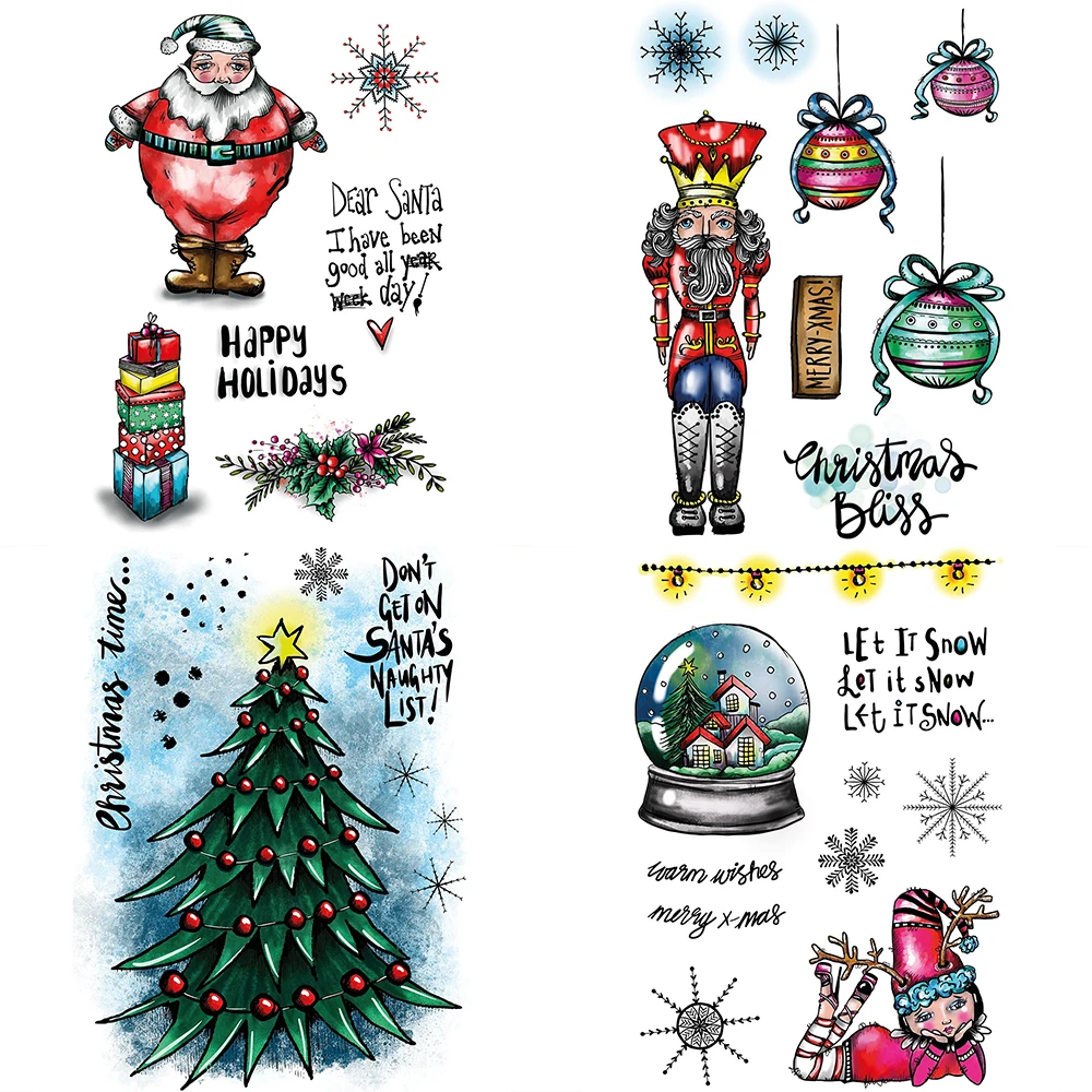 1pc Clear Stamps Set Santa Claus Soldier Girl Christmas Gifts Tree Ornament Seal for DIY Scrapbooking Decor Paper Card Crafting