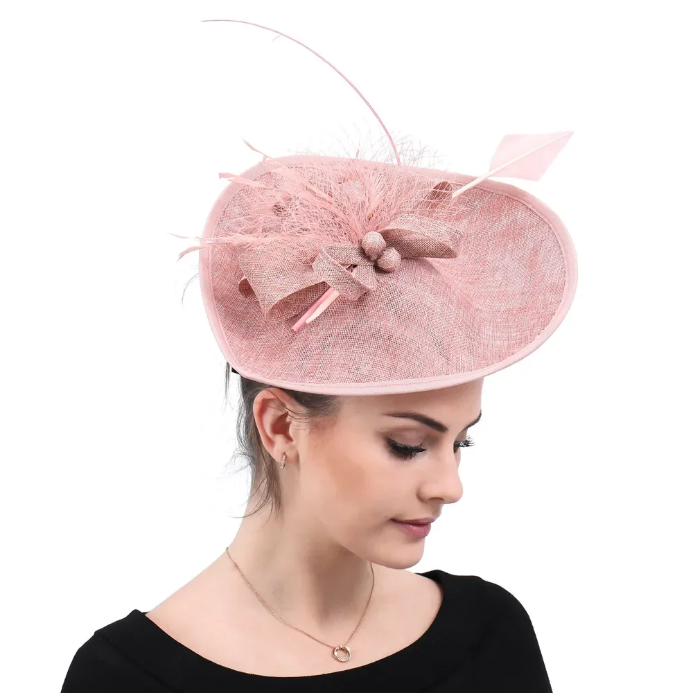 New Women Derby Hats with Feather Headband Tea Party Hat Lady Fascinator Kentucky Derby Church Hats