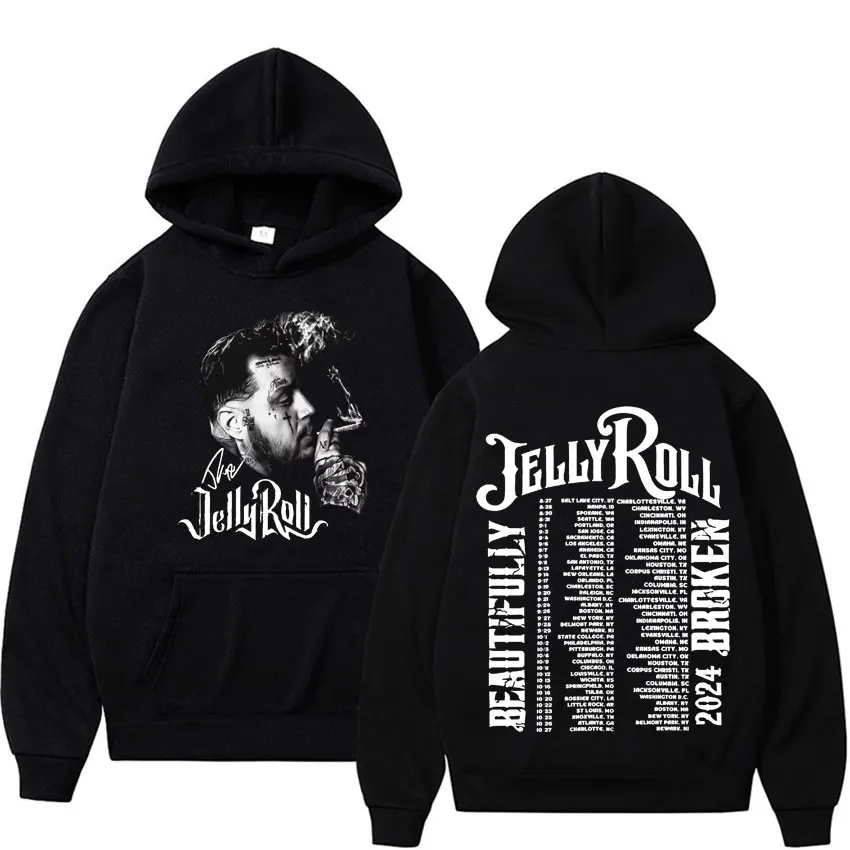 Rollo de gelatina Retro, hermoso viaje roto, Sudadera con capucha estampada de doble cara para hombres, Sudadera con capucha de manga larga de alta calidad Harajuku