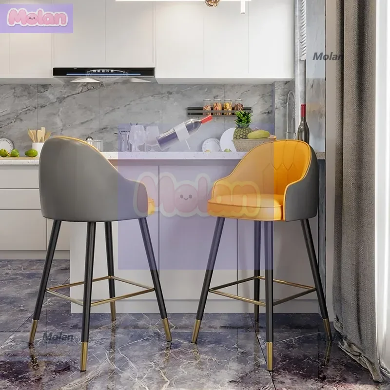 

Bar chair Modern simple high stool checkout page Front desk bar stool Light luxury backrest