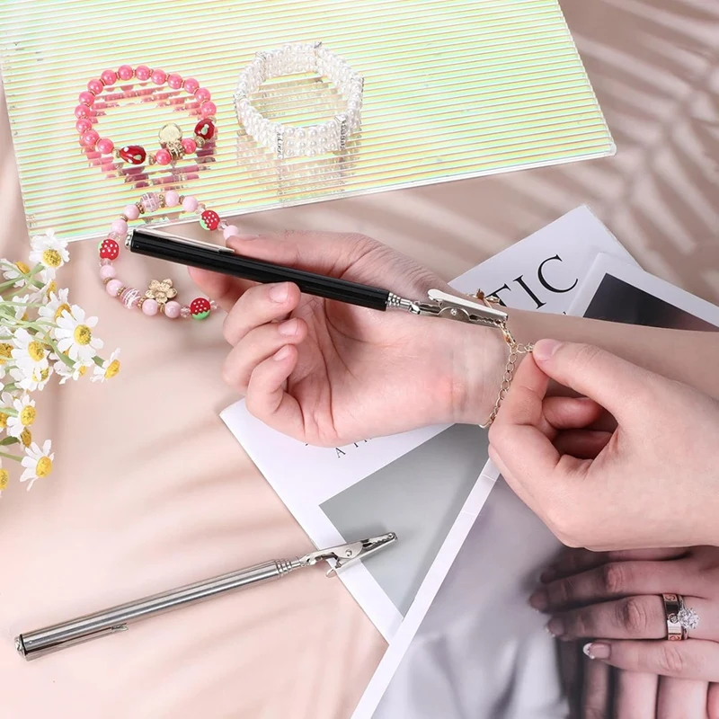 AT63-4Pieces 텔레스코픽 악어 클립 개폐식, 텔레스코픽 금속 와이어 조인트 클립 보석 고정용 개폐식 클립