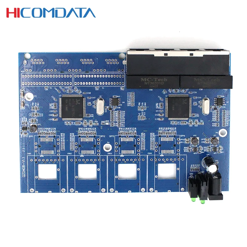 10/100/1000M 4 Fiber port and 4 RJ45 Gigabit Media Converter PCB Single Mode fiber Port PCB 10/100/1000M 4F4G